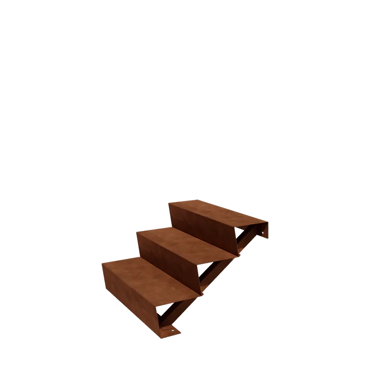 Treaptă de grădină din oțel corten - 3-trepte - 72 x 80 x 51 cm