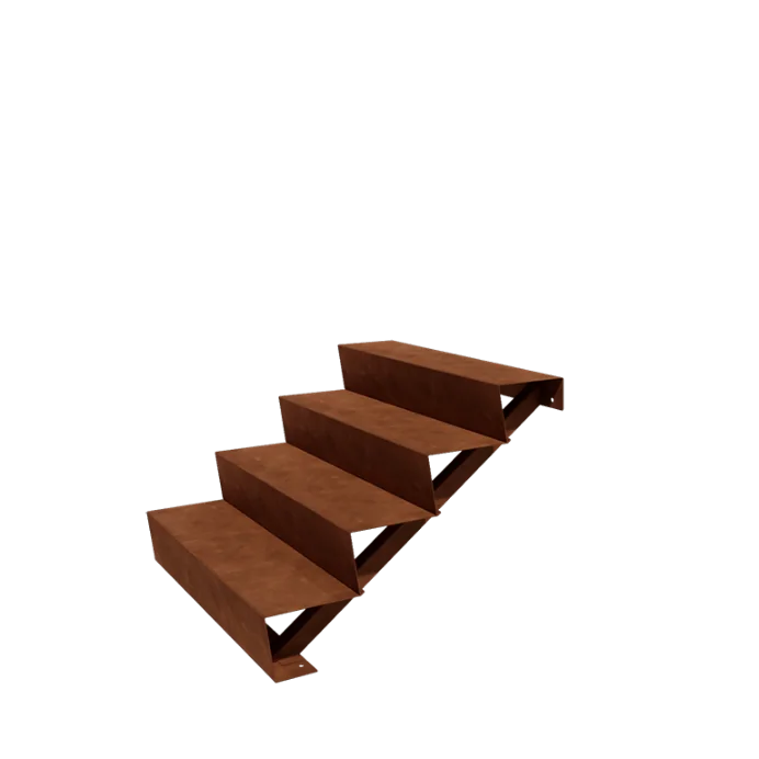 Treaptă de grădină din oțel corten - 4-trepte - 96 x 100 x 68 cm