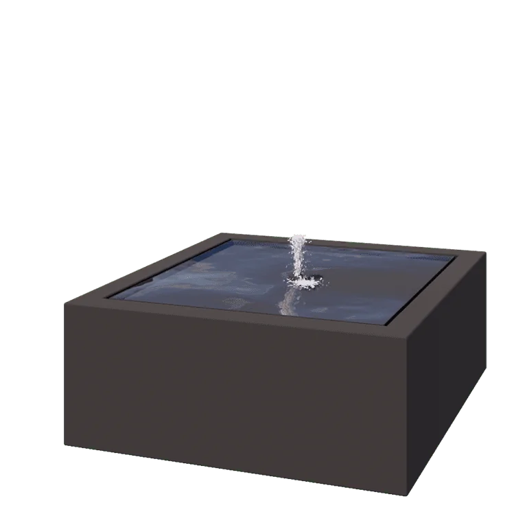 Fântână din aluminiu - Lyra - 100 x 100 x 40 cm - RAL7016 mat (gri antracit) - Cu iluminare LED