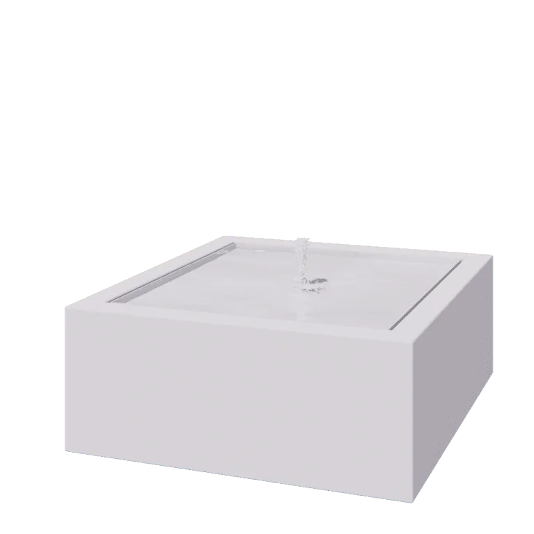 Fântână din aluminiu - Lyra - 120 x 120 x 40 cm - RAL9010 mat (alb) - Cu iluminare LED