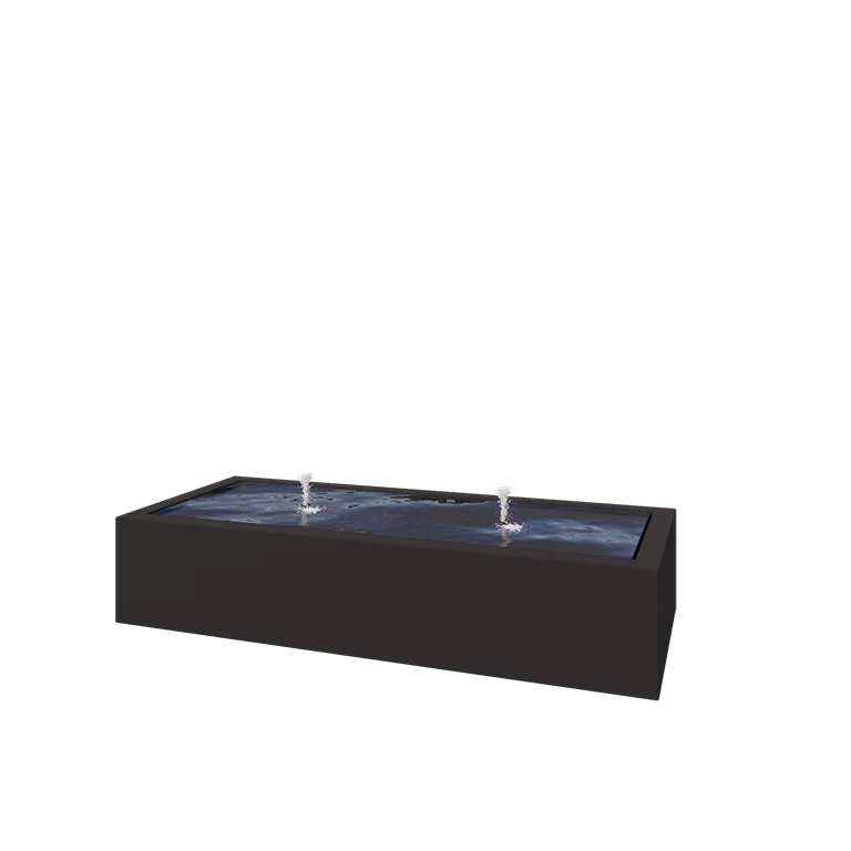 Fântână din aluminiu - Lyra - 200 x 80 x 40 cm - RAL9005 mat (negru) - Cu iluminare LED