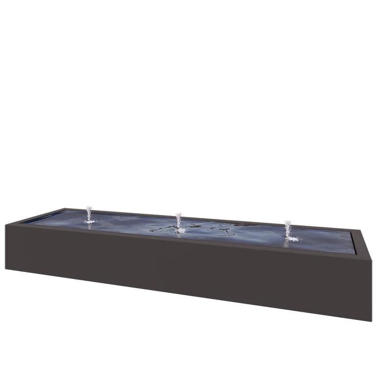 Fântână din aluminiu - Lyra - 300 x 80 x 40 cm - Altă culoare RAL - Cu iluminare LED