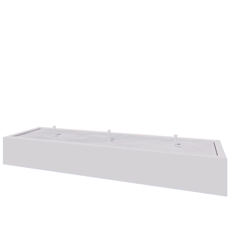 Fântână din aluminiu - Lyra - 300 x 80 x 40 cm - RAL9010 mat (alb) - Cu iluminare LED