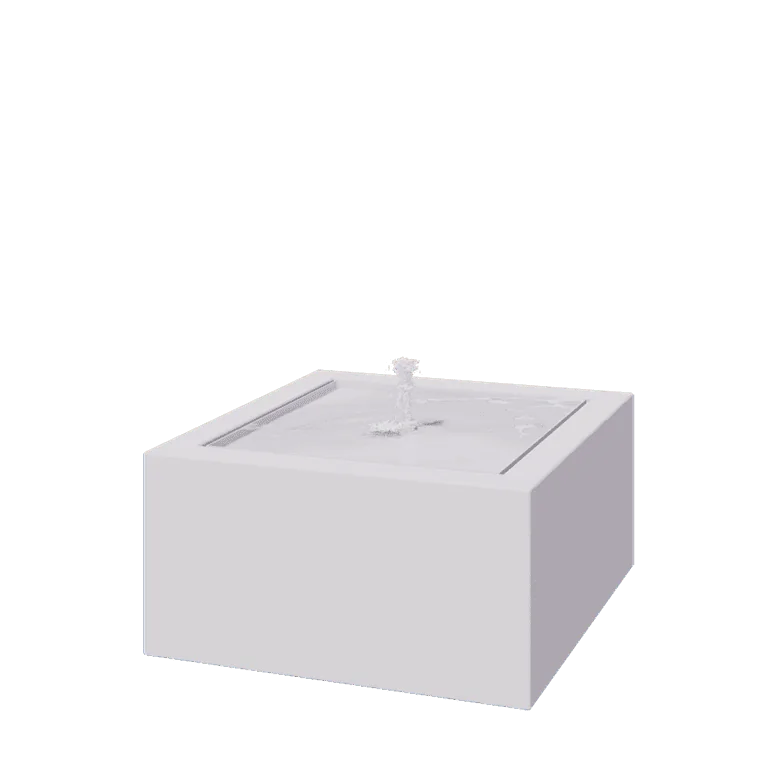Fântână din aluminiu - Lyra - 80 x 80 x 40 cm - RAL9010 mat (alb) - Cu iluminare LED