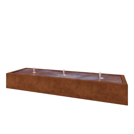 Fântână din oțel corten - Lyra - 300 x 80 x 40 cm - Fără iluminare LED