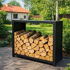 Suport pentru lemne pentru un spațiu exterior ordonat și elegant